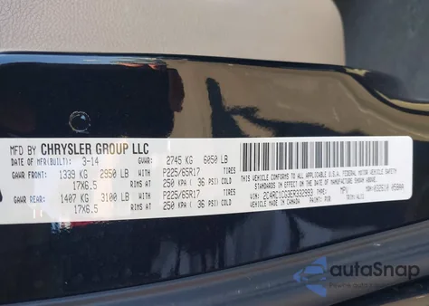 2014 Chrysler Town & Country Touring-L from USA, damaged, VIN 2C4RC1CG3ER332993